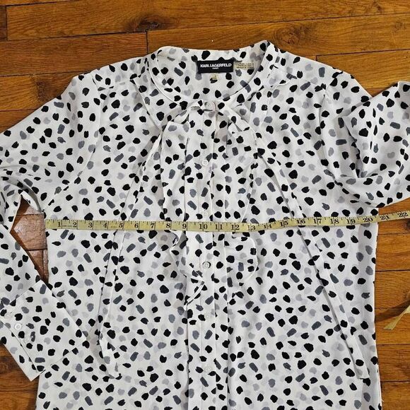 Karl Lagerfeld Shirt Womens Medium White Animal Print Blouse - Picture 4 of 7